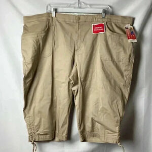 NWT LEE SIZE 24W SKIMMER PANTS TAN DRAWSTRING ACCENT AT PANT HEM COMFORT WAIST